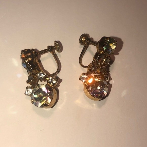 VTG Confirmed Juliana DE Aurora Borealis Screw Clip On Earrings .9” - Picture 4 of 7